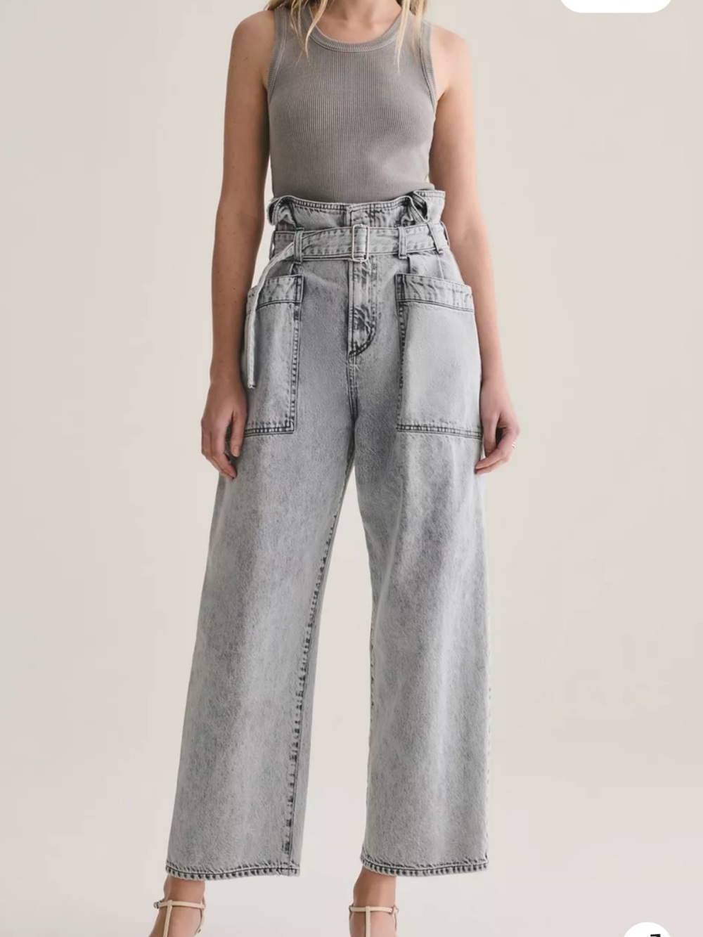 Agolde Aden Paperbag Ultra High Waisted Belted Wide Leg Utility Jeans